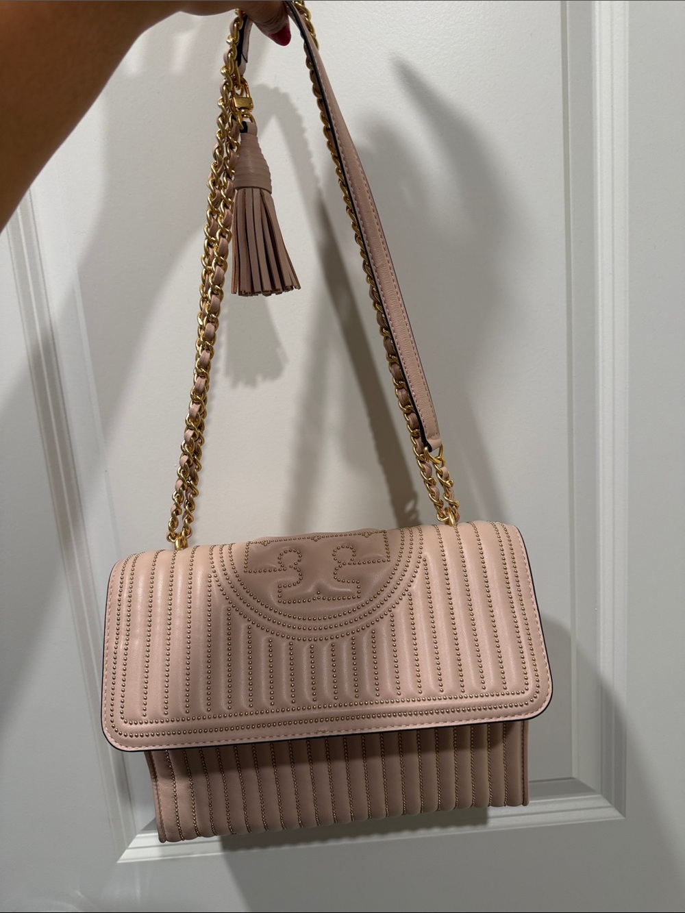 Tory Burch Quilted Shoulder Bag in Blush